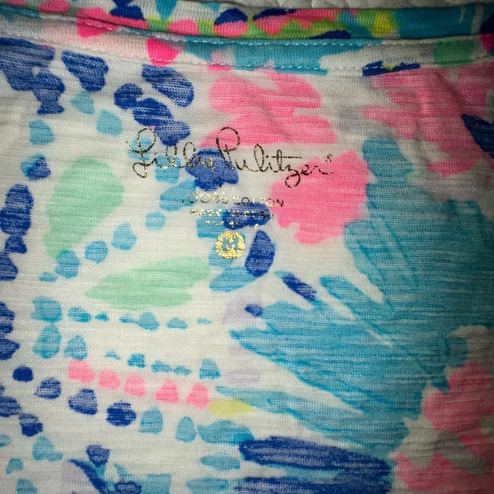 Lilly Pulitzer Colorful Floral Print T-Shirt Medium - Picture 5 of 6